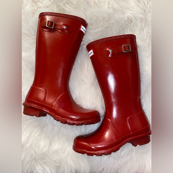 Hunter Other - Red Glossy Kids Hunter Rain Boots Size 2B/ 3G